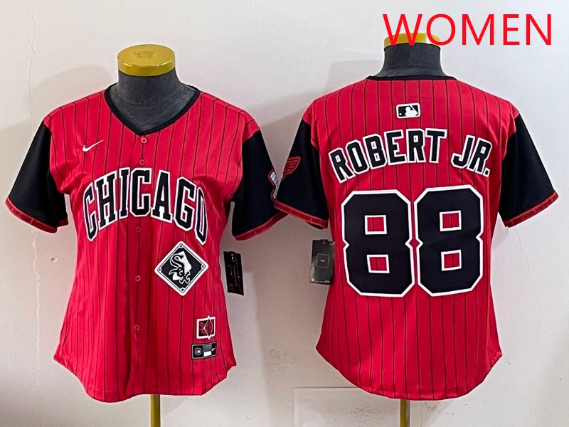 Women 2025 Chicago White Sox #88 Robert jr Red Joint Name Nike MLB Jersey style 30